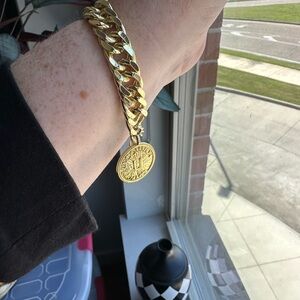 Uncommon James Gold Chain Bracelet with Medallion
